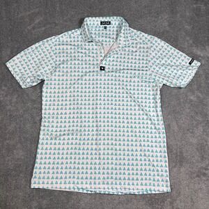 Bad Birdie Golf Polo Mens XL Teal Blue White Triangle Shirt Short Sleeve Stretch